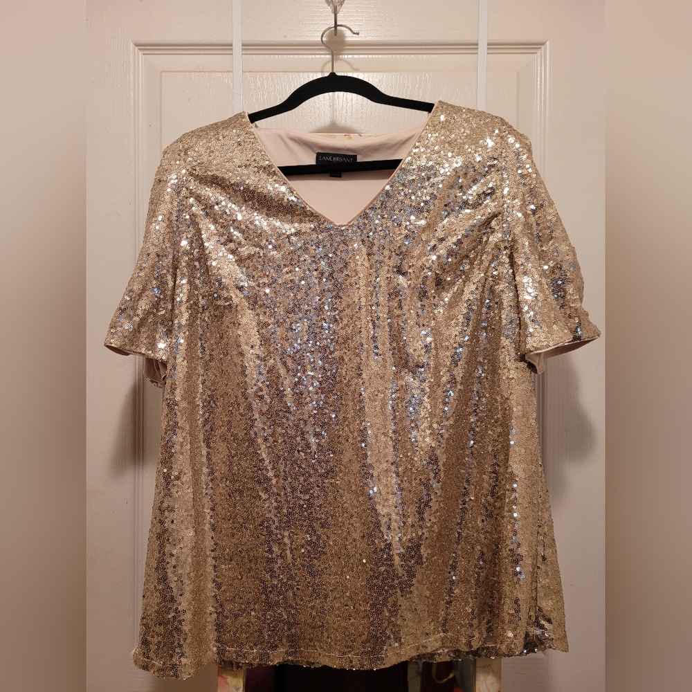 Lane Bryant Gold Sequin Top